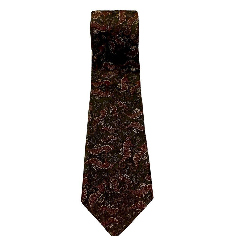 Vintage Silk Seahorse Pattern Tie